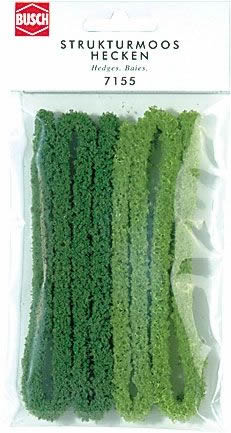 Black Forest® Hobby Supply Co Busch 7155 N Scale Moss Hedges -- Green 39.4 x 3/8" 100 x 1cm — N Scale Scenery > Busch