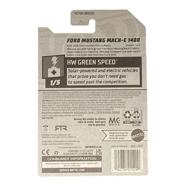 Hot Wheels Ford Mustang Mach-E 1400 - Green Speed Series 1/5