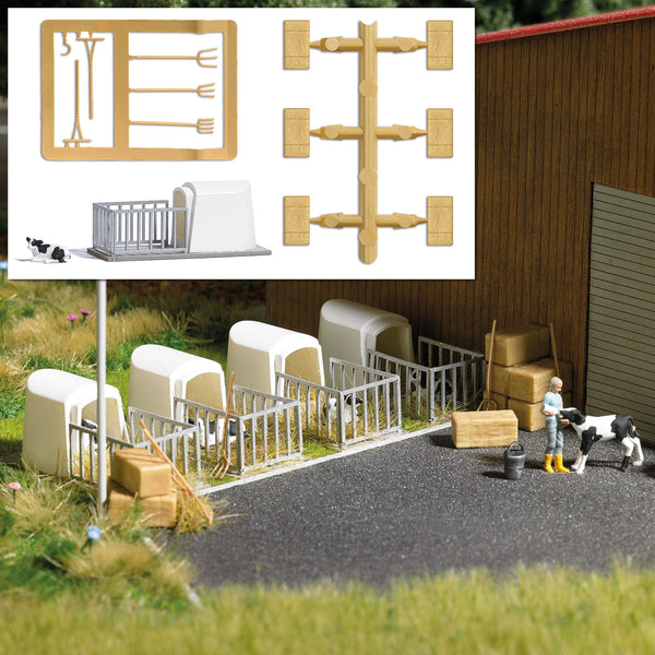 Busch 7931 HO Scale Calf Hutch Action Set