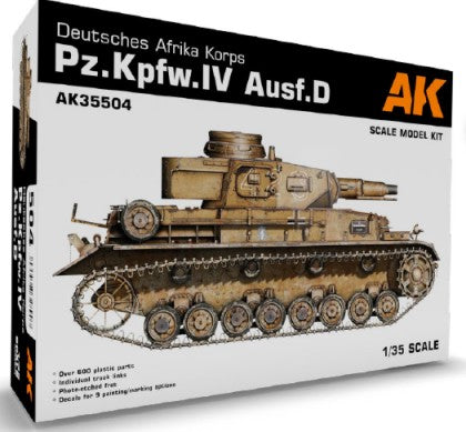 Black Forest® Hobby Supply Co AK Interactive 35504 1/35 PzKpfw IV Ausf D DAK Tank (Plastic Kit) — Paints, Tools, Supplies >