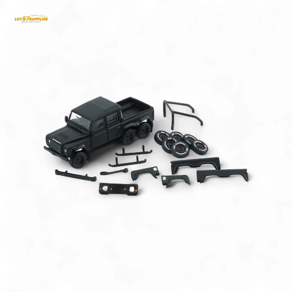 BM Creations 2016 Land Rover Defender 110 Pick Up 6x6 Off Road Matte Blk RHD 1:64