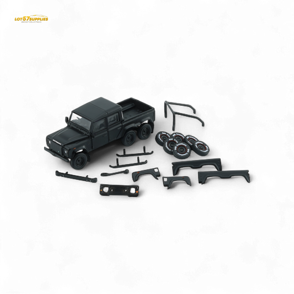 BM Creations 2016 Land Rover Defender 110 Pick Up 6x6 Off Road Matte Blk RHD 1:64