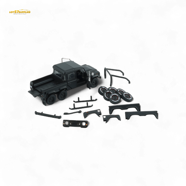 BM Creations 2016 Land Rover Defender 110 Pick Up 6x6 Off Road Matte Blk RHD 1:64