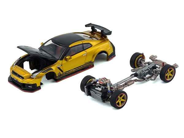 Nissan "Top Secret" GT-R (R35) RHD (Right Hand Drive) Gold Metallic with Carbon Hood and Top "Tokyo Auto Salon 2026" 1/64 Diecast Model Car by BM Creations
