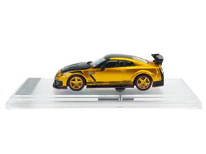Nissan "Top Secret" GT-R (R35) RHD (Right Hand Drive) Gold Metallic with Carbon Hood and Top "Tokyo Auto Salon 2026" 1/64 Diecast Model Car by BM Creations