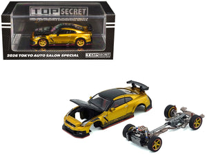 Nissan "Top Secret" GT-R (R35) RHD (Right Hand Drive) Gold Metallic with Carbon Hood and Top "Tokyo Auto Salon 2026" 1/64 Diecast Model Car by BM Creations