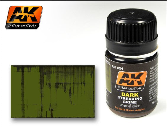 Black Forest® Hobby Supply Co AK Interactive 24 Dark Streaking Grime Enamel Paint 35ml Bottle — Glues, Paints, Tools > AK