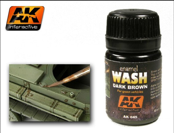 Black Forest® Hobby Supply Co AK Interactive 45 Dark Brown Wash Enamel Paint 35ml Bottle — Glues, Paints, Tools > AK
