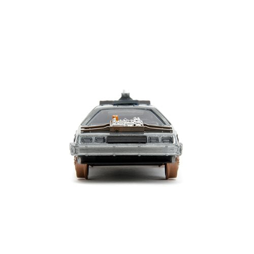 Back to the Future Part III die-cast 1:32 scale "Hollywood Rides" DeLorean Time Machine (railroad) - Echo Six Hobbies