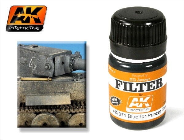 Black Forest® Hobby Supply Co AK Interactive 71 Blue Filter for Panzer Grey Enamel Paint 35ml Bottle — Glues, Paints, Tools