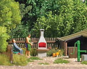 Black Forest® Hobby Supply Co Busch 5403 HO Scale Stone Chimney Barbecue with Glowing Fire - Action Set 14-16V — HO Scale