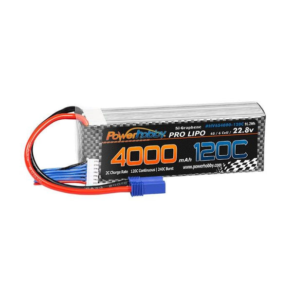 POWERHOBBY 6S 22.8V 4000MAH 120C GRAPHENE + HV LIPO BATTERY W EC5 PLUG