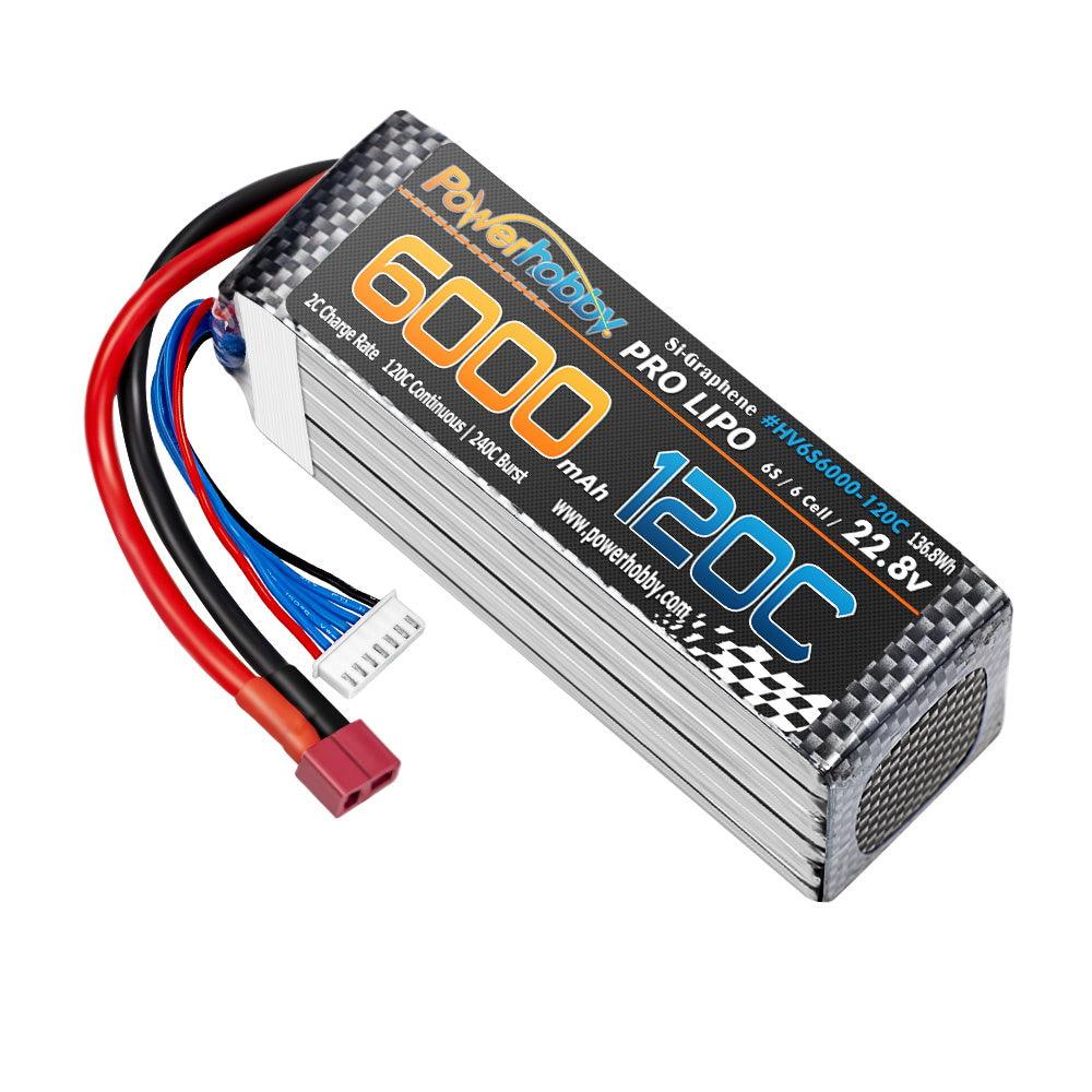 Powerhobby 6s 22.8V 6000mah 120c GRAPHENE + HV Lipo Battery w Deans Plugs
