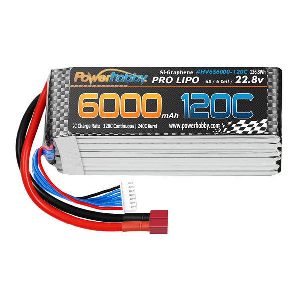 Powerhobby 6s 22.8V 6000mah 120c GRAPHENE + HV Lipo Battery w Deans Plugs