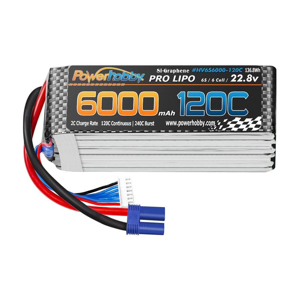 Powerhobby 6s 22.8V 6000mah 120c GRAPHENE + HV Lipo Battery w EC5 Plug