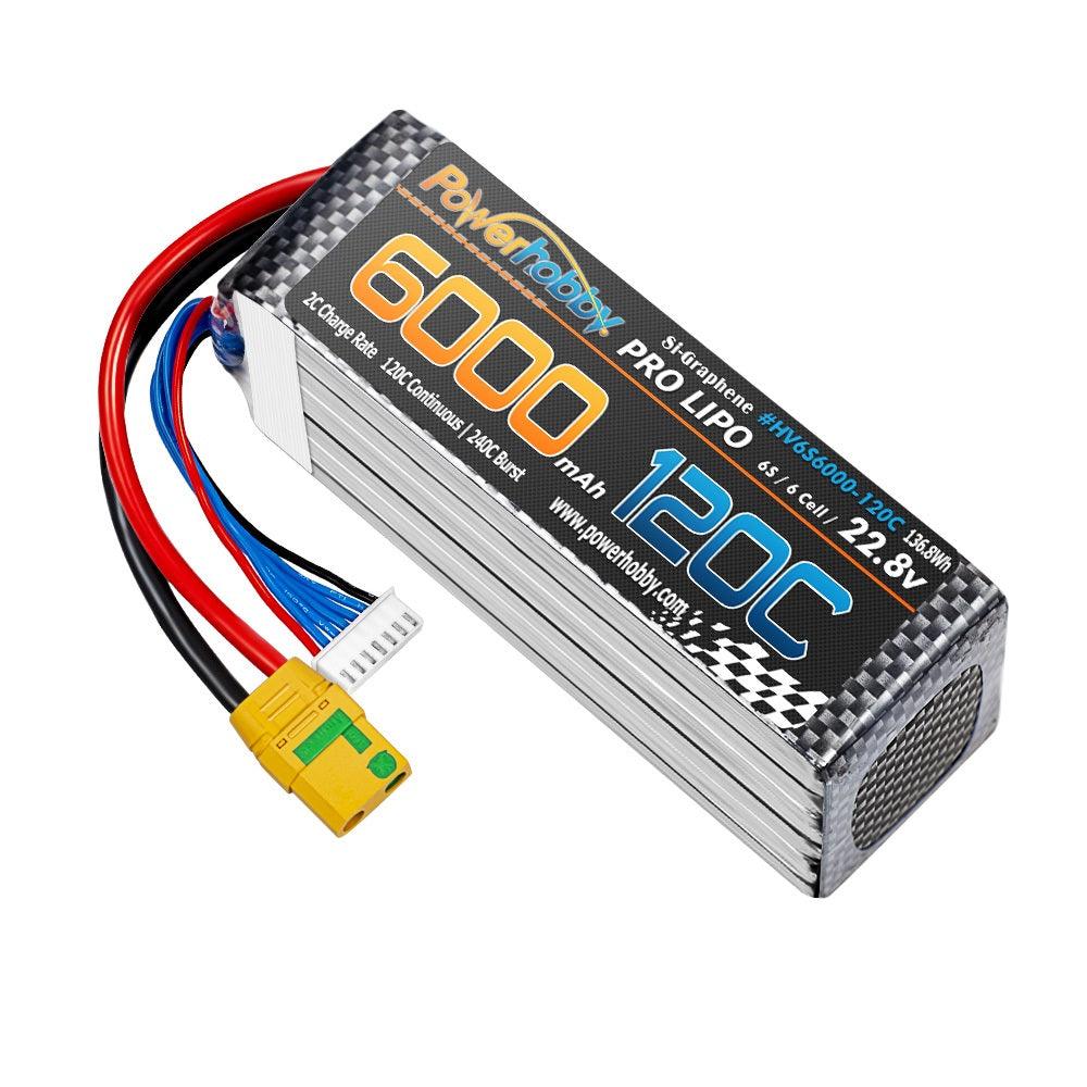 Powerhobby 6s 22.8V 6000mah 120c GRAPHENE + HV Lipo Battery w XT90 Plug