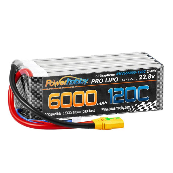 Powerhobby 6s 22.8V 6000mah 120c GRAPHENE + HV Lipo Battery w XT90 Plug