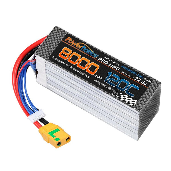 Powerhobby 6S 22.8V 8000mah 120C GRAPHENE + HV Lipo Battery w XT90 Plug