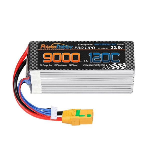 Powerhobby 6S 22.8V 9000mah 120C GRAPHENE + HV Lipo Battery w XT90 Plug