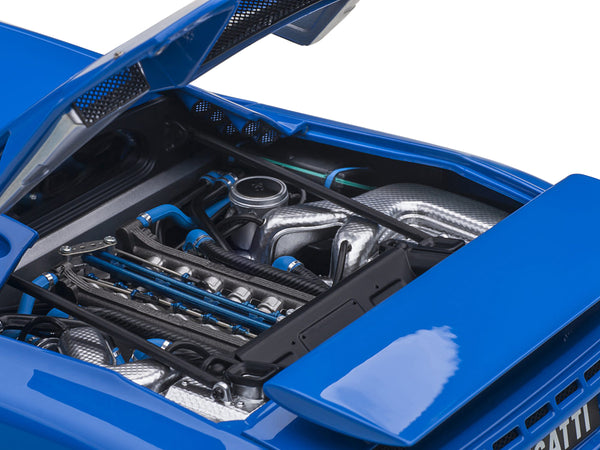 Bugatti EB110 SS Super Sport French Racing Blue with Silver Wheels 1/18 Model Car by Autoart