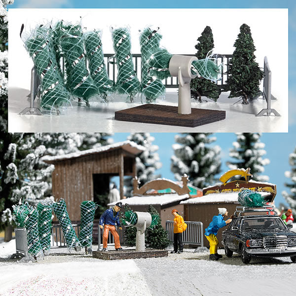 Black Forest® Hobby Supply Co Busch 1182 HO Scale Christmas Tree Lot Miniature Scene Kit — HO Scale Scenery > Busch