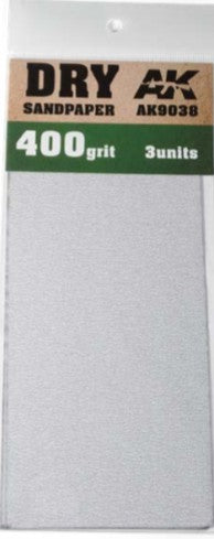 Black Forest® Hobby Supply Co AK Interactive 9038 Dry Sandpaper Sheets 400 Grit (3) — Glues, Paints, Tools > AK Interactive