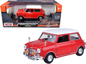1961-1967 Morris Mini Cooper Red with White Top "Timeless Legends" 1/18 Diecast Model Car by Motormax — physical
