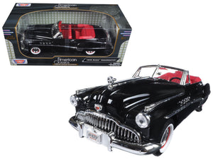 1949 Buick Roadmaster Black with Red Interior 1/18 Diecast Model Car by Motormax — physical