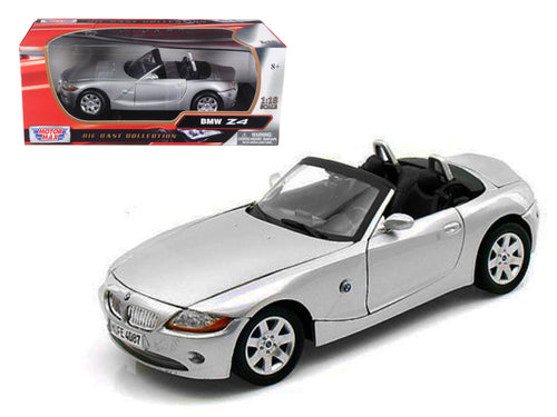 BMW Z4 Convertible Silver 1/18 Diecast Model Car by Motormax — physical
