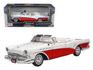 1957 Buick Roadmaster Convertible Red 1/18 Diecast Model Car by Motormax — physical