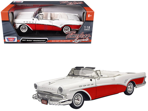 1957 Buick Roadmaster Convertible Red 1/18 Diecast Model Car by Motormax
