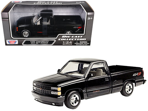 1992 Chevrolet 454 SS Pickup Truck Black 1/24 Diecast Model Car by Motormax — physical