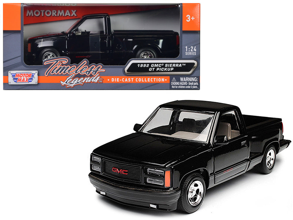 1992 GMC Sierra GT Black Pickup Truck 1/24 Diecast Model by Motormax — physical