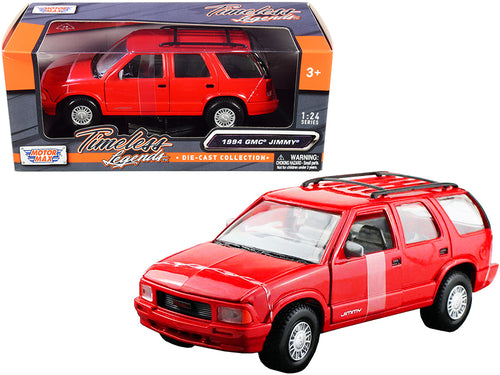 1994 GMC Jimmy with Roof Rack Red "Timeless Legends" Series 1/24 Diecast Model Car by Motormax — physical