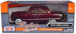 1949 Ford Coupe Burgundy 1/24 Diecast Model Car by Motormax — physical