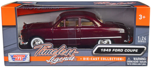 1949 Ford Coupe Burgundy 1/24 Diecast Model Car by Motormax — physical