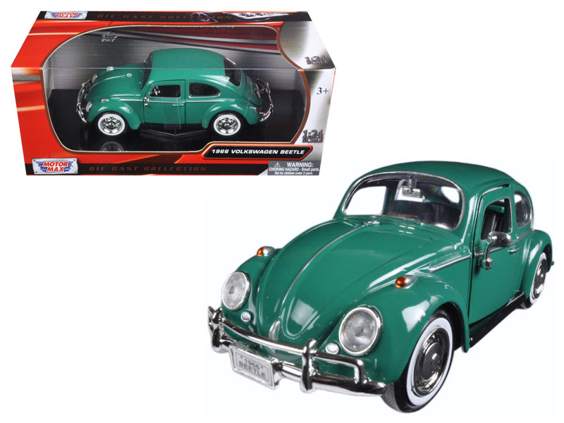 1966 Volkswagen Beetle Green 1/24 Diecast Model Car by Motormax — physical