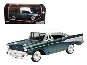 1957 Chevrolet Bel Air Green 1/24 Diecast Model Car by Motormax — physical