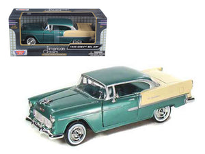 1955 Chevrolet Bel Air Green 1/24 Diecast Model Car by Motormax — physical