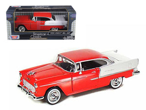 1955 Chevrolet Bel Air Red 1/24 Diecast Model Car by Motormax — physical