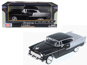 1955 Chevrolet Bel Air Black and Silver 1/24 Diecast Model Car by Motormax — physical