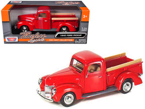 1940 Ford Pickup Truck Red 1/24 Diecast Model Car by Motormax — physical