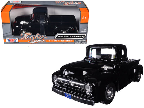 1956 Ford F-100 Pickup Truck Black 1/24 Diecast Model by Motormax — physical