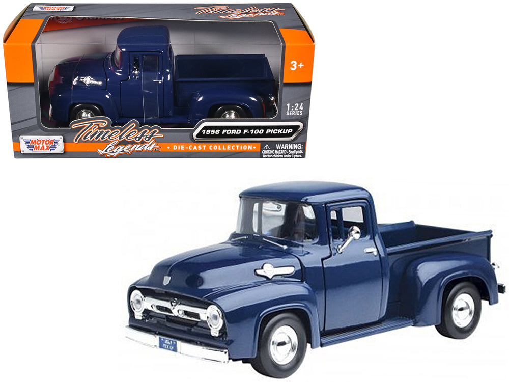 1956 Ford F-100 Pickup Truck Blue 1/24 Diecast Model Car by Motormax — physical