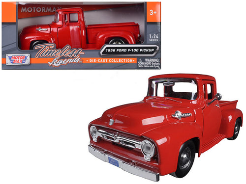1956 Ford F-100 Pickup Red 1/24 Diecast Model Car by Motormax — physical