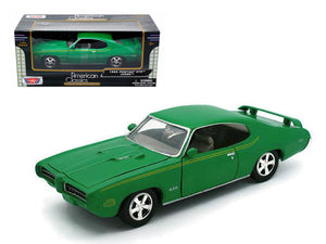 1969 Pontiac GTO Judge Green with Stripes 1/24 Diecast Model Car by Motormax — physical