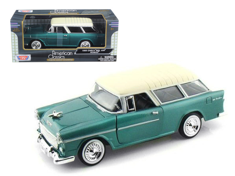 1955 Chevrolet Nomad Green 1/24 Diecast Model Car by Motormax — physical
