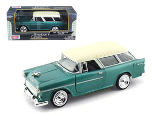 1955 Chevrolet Nomad Green 1/24 Diecast Model Car by Motormax — physical