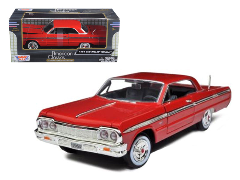 1964 Chevrolet Impala Red 1/24 Diecast Model Car by Motormax — physical