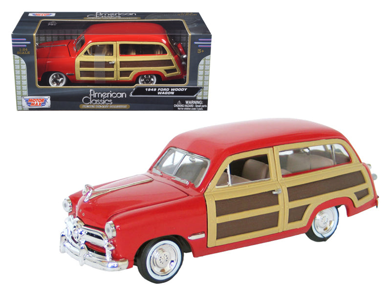 1949 Ford Woody Wagon Red 1/24 Diecast Model Car by Motormax — physical